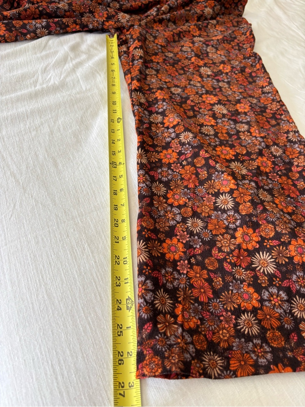 Floral Print Wide-Leg Overalls - Orange Floral Corduroy - Picture 8 of 16